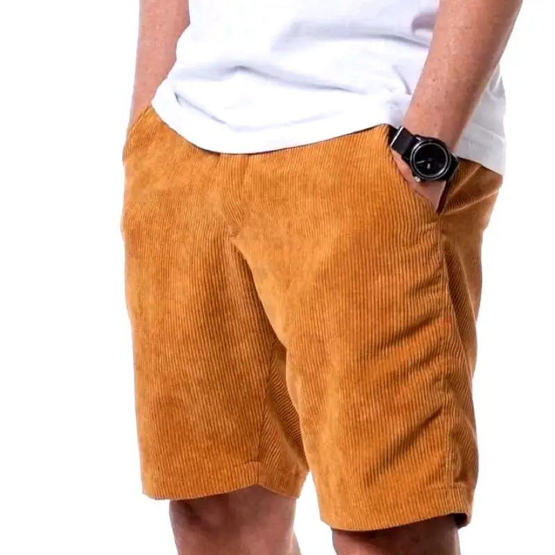 Celana 3Pcs 100Ribu, Broadshort Corduroy Premium Distro Polos Pendek Pria Surfing Santai Casual Shorts Biru Coklat Hitam Karet Merah Panjang Melar Cowok Wanita Twill Garis 4