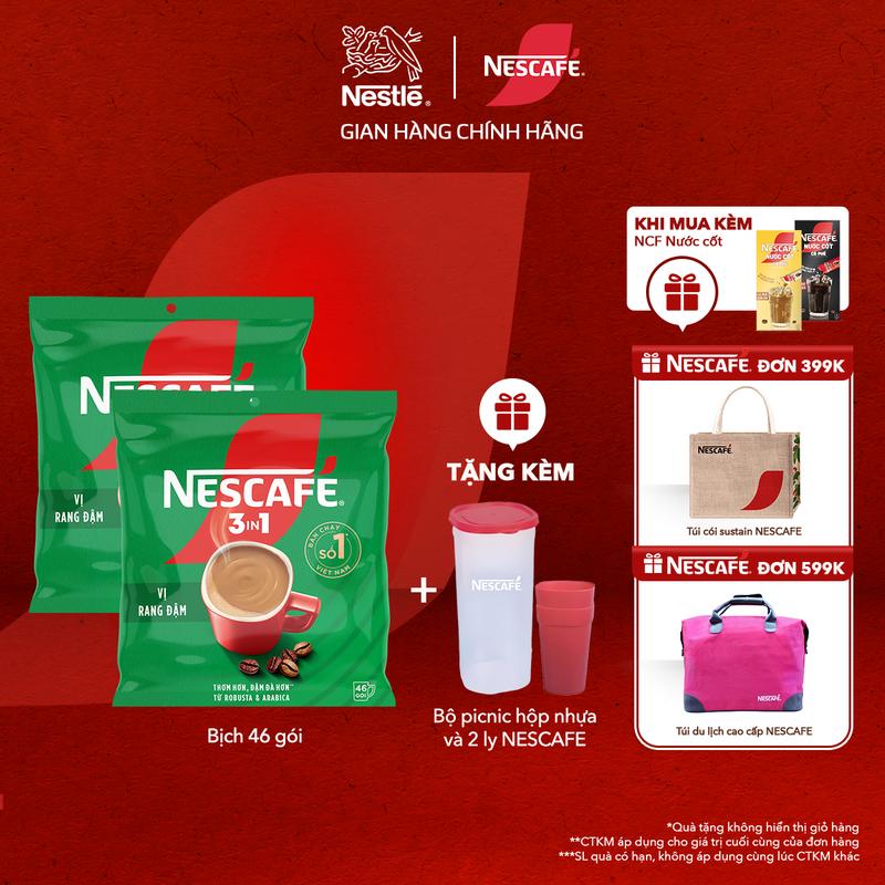 Nestlé VN Combo 2 Bịch Cà Phê Hòa Tan NESCAFÉ 3IN1 Công thức cải tiến - VỊ RANG ĐẬM (Bịch 46 gói x 16g)-ST Coffee Cafe