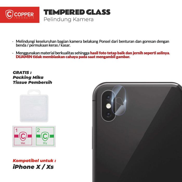 Gambar Copper Tempered Glass Kamera - Kompatibel Untuk iPhone XS dari Copper Official Balikpapan Kota Balikpapan Tokopedia