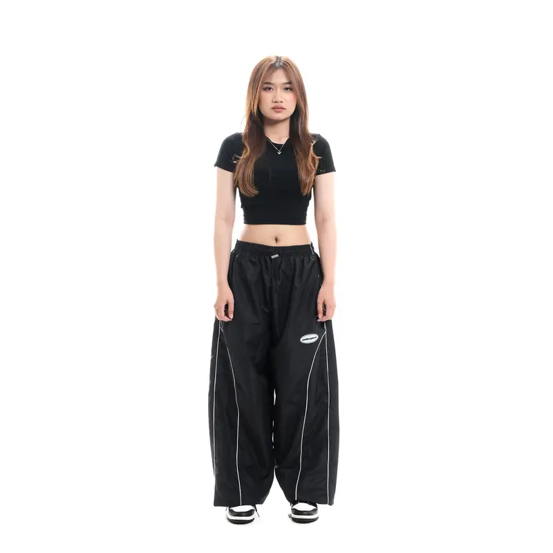 Unbroken Official Celana Parachute Stripe Panjang Loose Pants Hitam Basic Casual Dewasa Tebal Pria Distro baggy scena y2k lokal legged trousers sweatpants  Stretch  Straight Formal Pensil 7