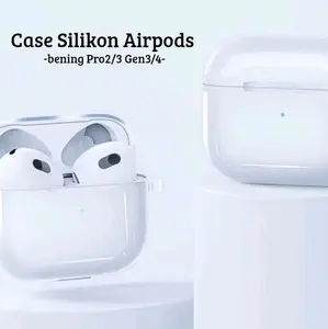 Case Silikon AirPods Pro2/3 Gen3/4 bening dengan Desain Steker Tahan Debu Tahan Jatuh Ramah Kulit Nyaman Menyerap Kejutan Perlindungan Drop Elastis dan Permukaan Halus