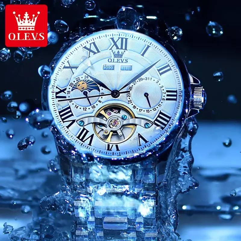 OLEVS Water Ghost Jam Tangan Pria Automatic Mechanical Watch Waterproof Stainless Steel Men Watch 2