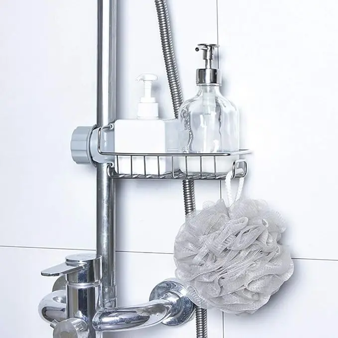 Kệ Vòi Nước, Làm Bằng Thép Không Gỉ, Thiết Kế Khoét Lỗ Có Thể Điều Chỉnh Và Thoát Nước Có thể được sử dụng như một giá đỡ giẻ lau, cho khăn lau bát đĩa và được gắn vào tường. 2