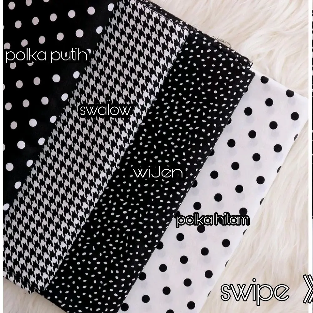 #BEST SELLER KAIN Katun jepang ori black series - bahan kain seri hitam - special black motif bunga, polkadot, salur, dll