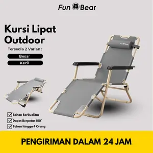 FUNBEAR Kursi Ranjang Tidur Alumunium Lipat Outdoor Indoor Portabel Velbed Camping Minimalis Serbaguna Free Bantal