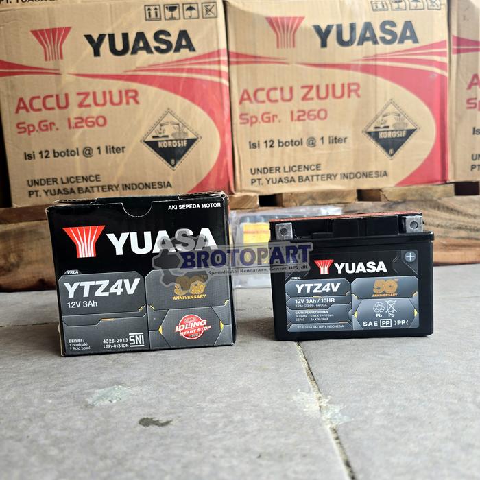 Jual Aki Motor Kawasaki Athlete, ZX 130, Kymco 100 Yuasa YTZ4V Aki
