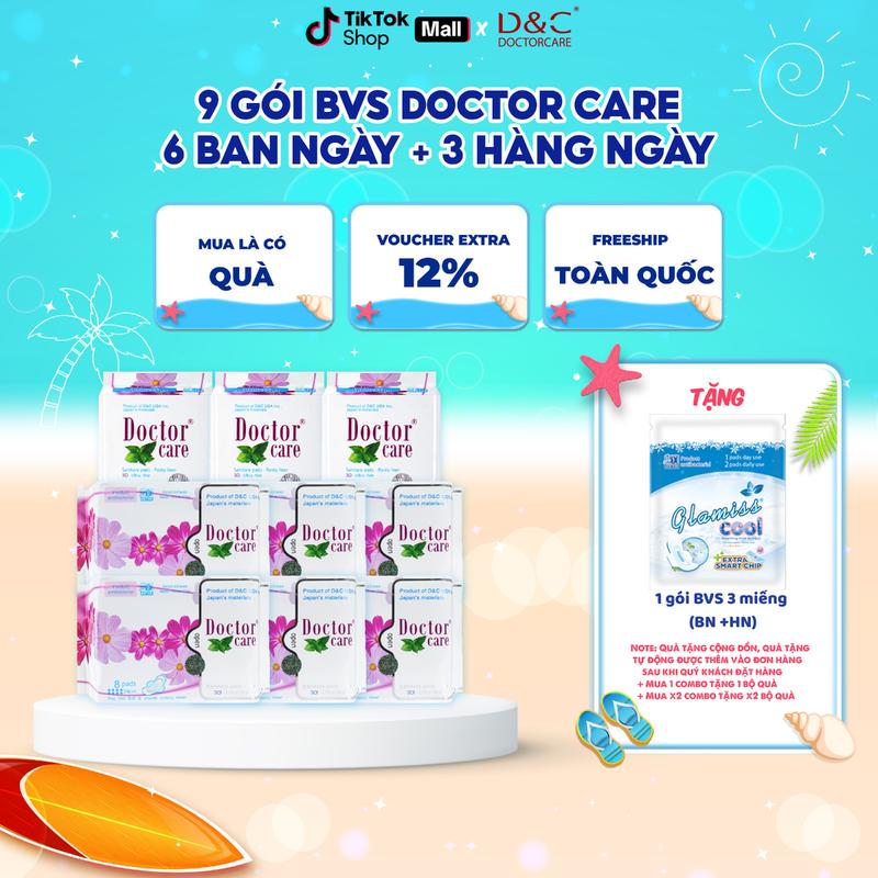 COMBO 9 gói Băng vệ sinh D&C Doctor care mát lạnh (6 Ban ngày 24cm và 3 hàng ngày 16cm)