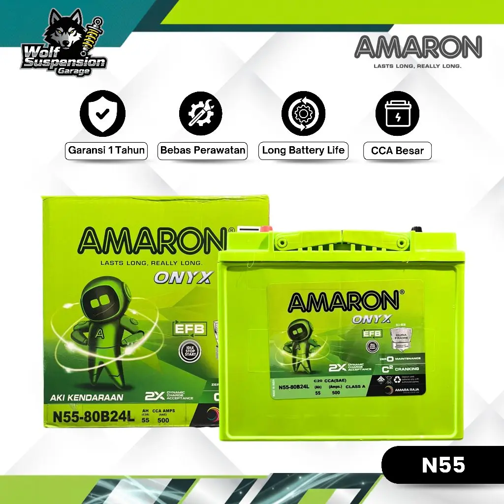 Amaron Hi Life Onyx Aki Mobil Suzuki Grand Vitara Hybrid N55 ISS 12V / 55Ah Aki Kering Idle Start Stop