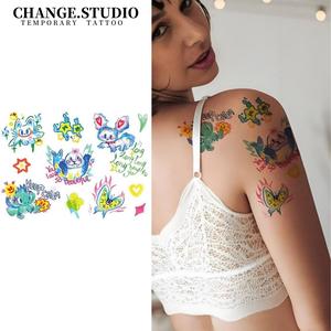 Miếng Dán Hình Xăm Màu, Thiết Kế Hoạt Hình Dễ Thương, Kéo Dài Trong 7 Ngày, Không Thấm Nước Và Chống Ma Sát, Có Sẵn Trong Nhiều Màu Sắc