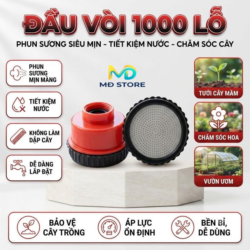 Đầu sen tăng áp lực nước 1000 lỗ phun mịn TDG đầu vòi nhựa nhỏ gọn kèm đầu nối…