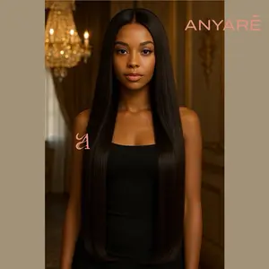 Wig rambut palsu wanita lace front lurus panjang bahan fiber LF STARR