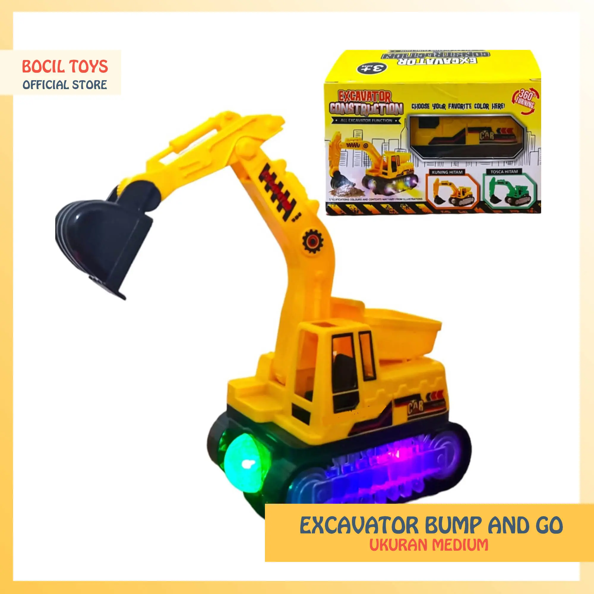 BISA COD Mainan Excavator Bump and Go Mobil Beco Mobil Bego Mobil Keruk ada lampu dan musik