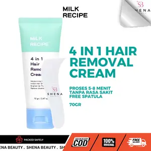 Milk Recipe 4in1 Hair Removal 70ml - Krim Perontok Bulu dengan Niacinamide & Glutathione untuk Mencerahkan & Melembapkan Kulit