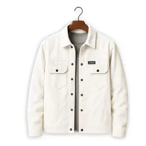 BROGUY Jacket Corduroy Stripe Teksture Pria Stylish White