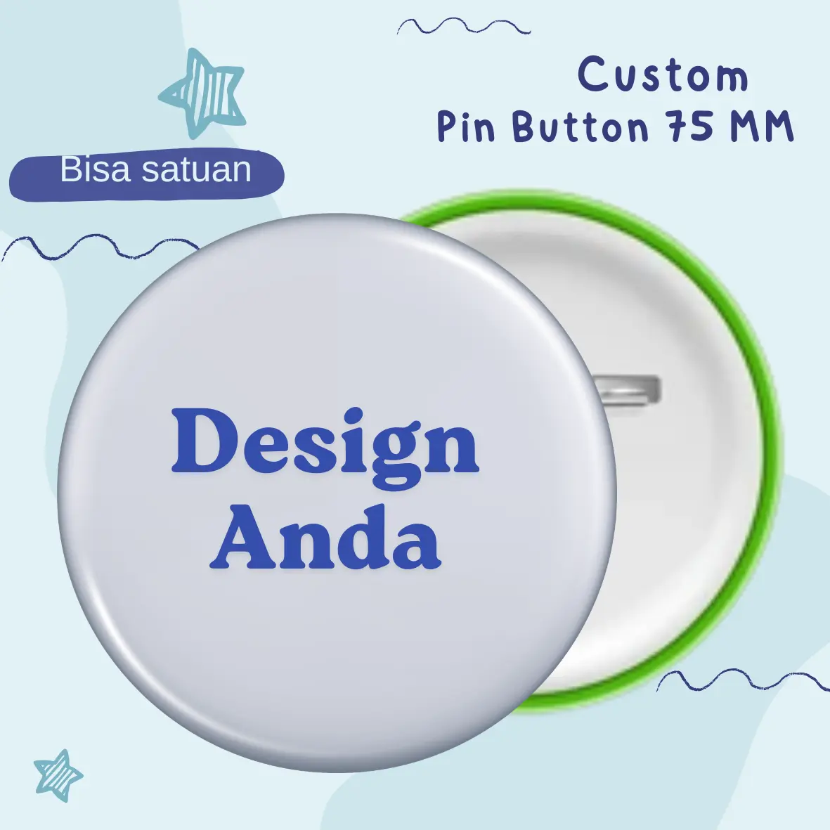 [BISA SATUAN] PIN PENITI CUSTOM UKURAN 75mm, PIN PENITI BESAR 75mm