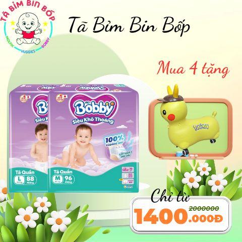 [TẶNG XE CHÒI]Combo 4 bịch Bobby Ultra M96/L88/XL76/XXL70