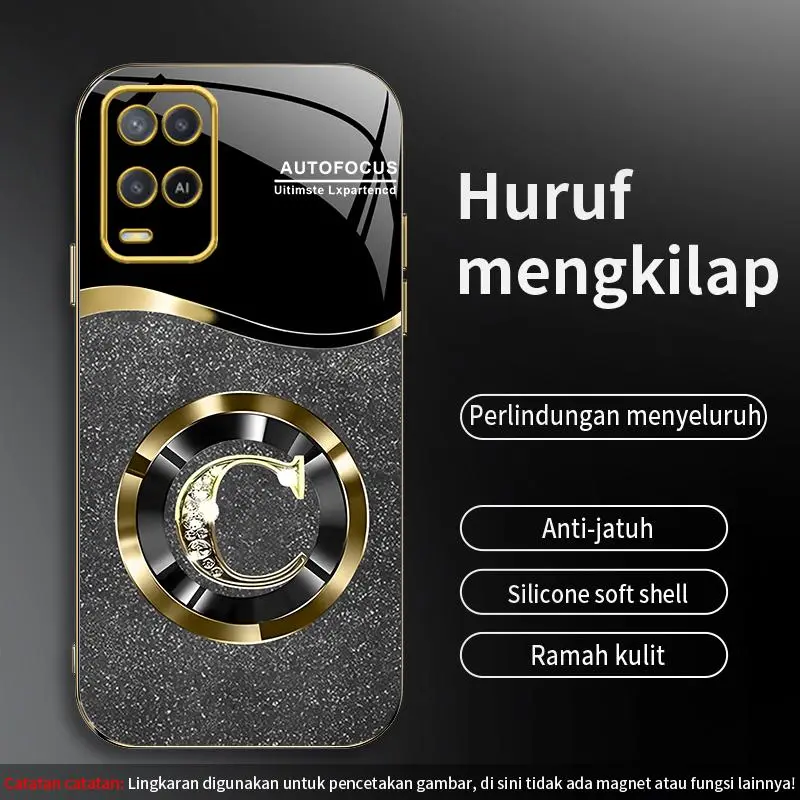 Cocok untuk [0PP0 A54] casing ponsel 26 huruf berlian sederhana kelas atas anti-sidik jari anti-jatuh casing ponsel silikon berlapis listrik 115 2