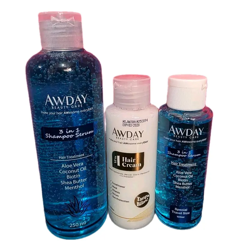 READY! Awday Shampoo serum 3in1 250ml & 100ml shampoo awday hair treatment Haircare Rontok Menthol Conditioner Biotin Ketombe Perawatan Sampo Extract Vitamin Melembutkan 0