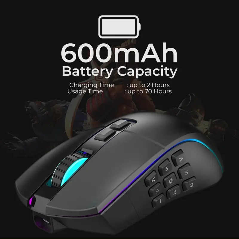 Sades Ryunix KYU Pro MX1 / MX-1 Mouse Gaming Wireless Bluetooth MMO MOBA 3in1 Tri Mode Connection 1