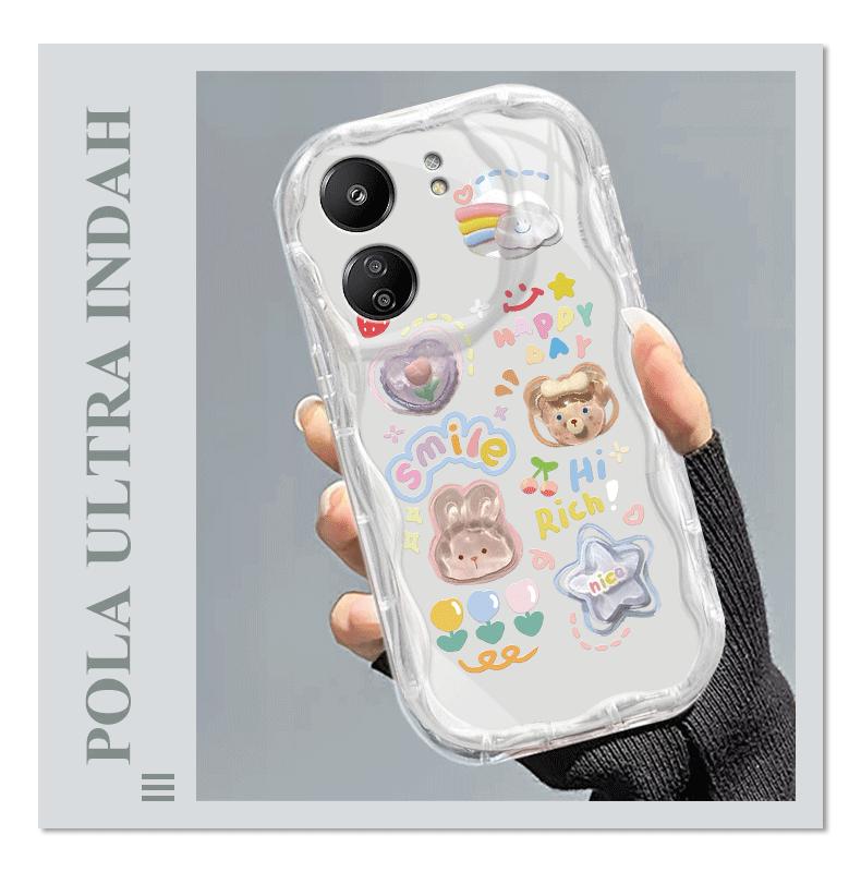 Product Introduction of Casing hp REDMI13C(4G)/POCOC65/13C(5G)/POCOM6(5G) Boneka kartun lucu gelombang transparan cangkang lembut wanita all-inclusive anti-jatuh case 4