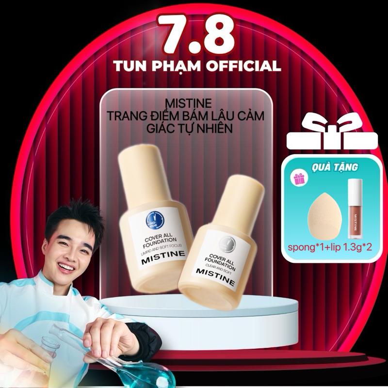 [Tun Phạm x MISTINE]Foundation bb Cream Kem nền dạng lỏng dưỡng ẩm lâu trôi 30g  [Quà tặng miễn phí] Son môi mẫu vừa 1.3g*1