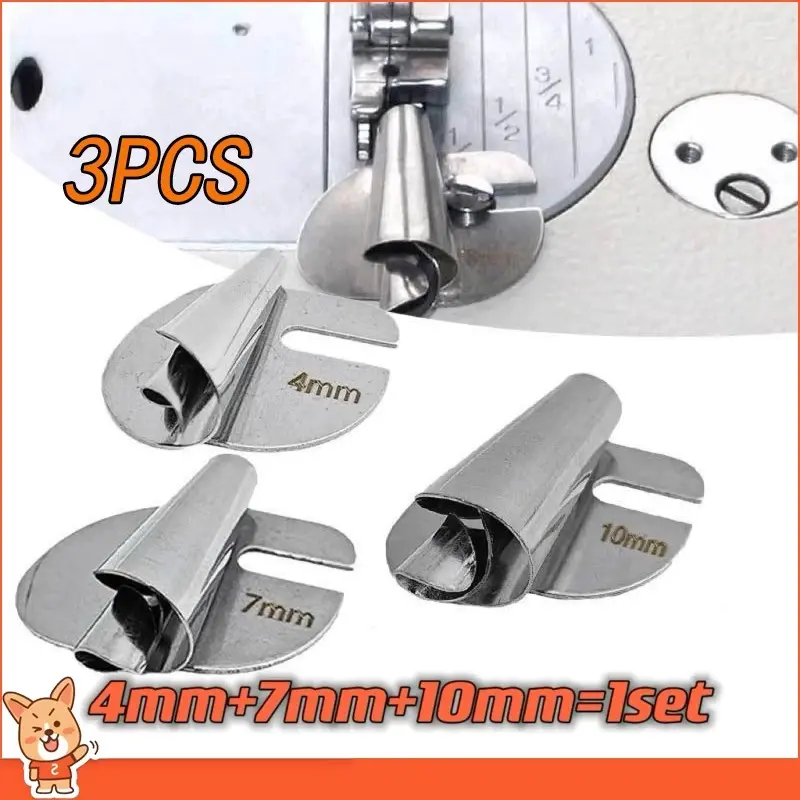 3PCS Corong Kelim Mesin Jahit High Speed Corong Lipat Praktis Sepatu Corong Lipat Mesin Jahit High Speed Onderdil Mesin Jahit 4mm/7mm/10mm
