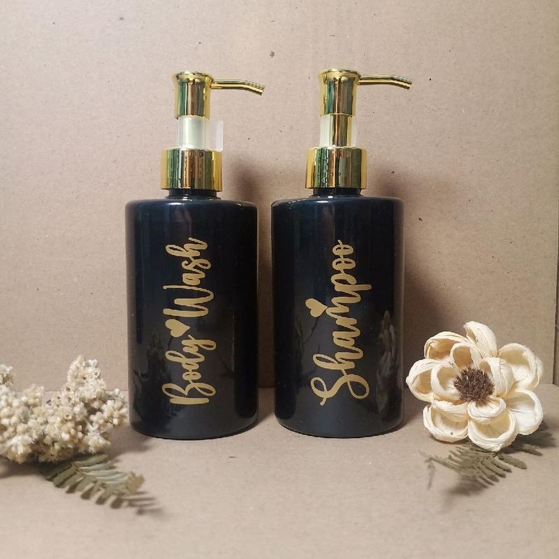 Botol Sabun Cair 250ml Botol Sabun dan Botol Sampo Putih Hitam Botol Sabun Shampo Aesthetic Gold Silver Pump Plastik (TB1) 8