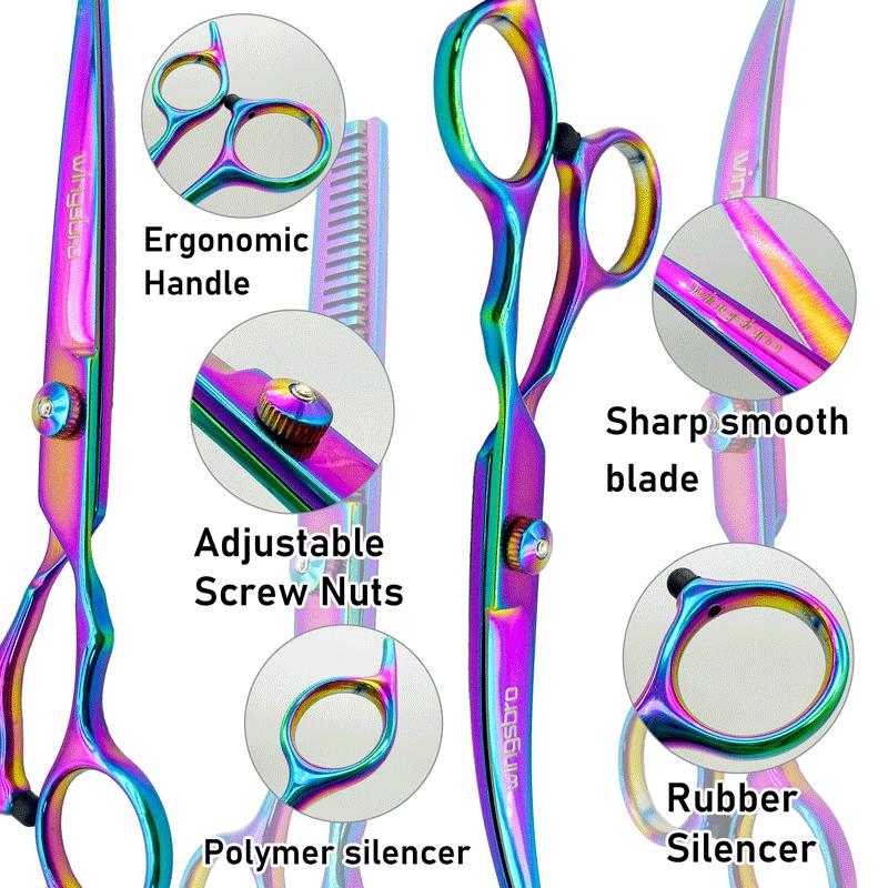 Product Introduction of 5 Pieces Dog Grooming Scissors Set, Colorful Stainless Steel Professional Pet Grooming Scissors Kit for Dogs Cats Pets 3