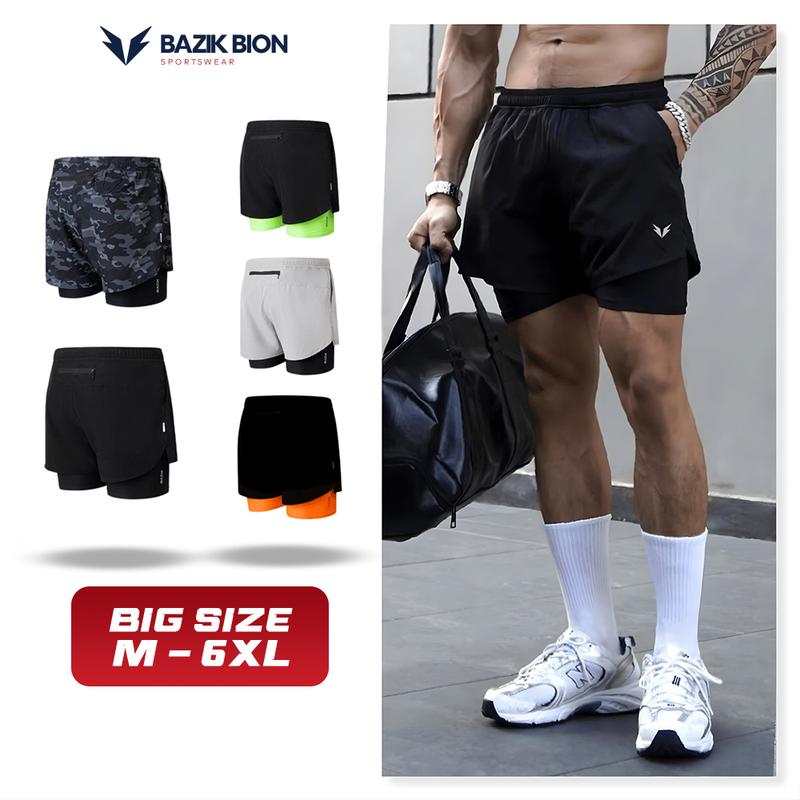 [TOP SALES] Quần Short Thể thao 2 lớp Nam BAZIK Speed Up 2 in 1 lớp trong Thun, lớp ngoài thoáng khí có túi sau, thấm hút mồ hôi, chạy bộ, thoải mái vận động - Q02