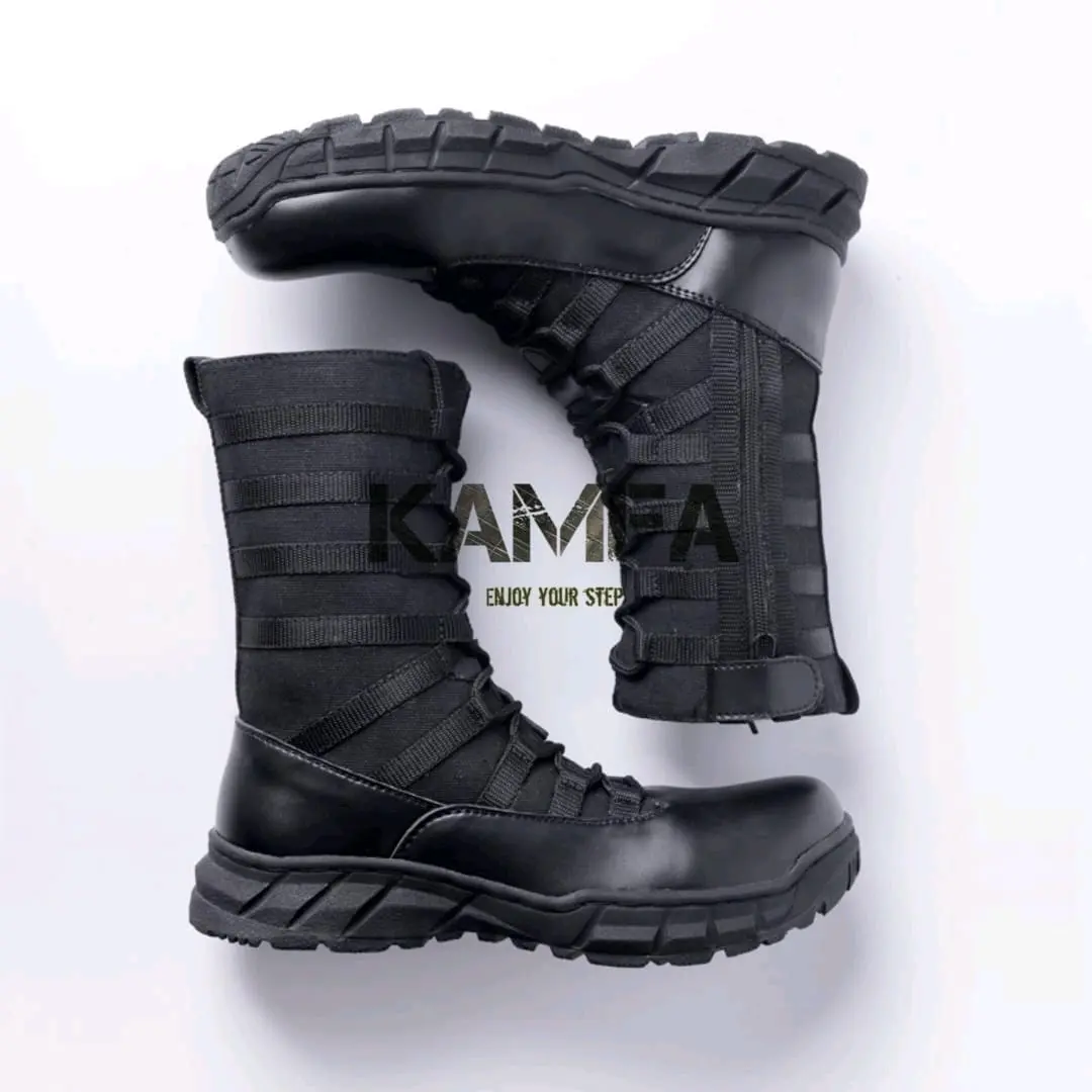 Sepatu Pdl Ninja Taktis Tni Polri Ujung Besi Security Boots Pria Hitam Tactical Shoes Black