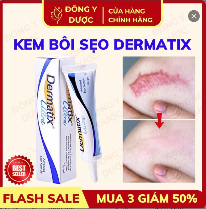 [MUA 3 GIẢM 50%]  Gel Hỗ Trợ Điều Trị Sẹo Dermatix Ultra 15g Chính Hãng Usa Sẹo Do Mụn, Tai Nạn, Vết Xước , Sẹo Sau Phẫu Thuật, Sinh Mổ, Sẹo Bỏng, Sẹo Lồi, Sẹo Phì Đại  Sẹo Thâm Lâu Năm Làm phẳng và mềm mô sẹo
