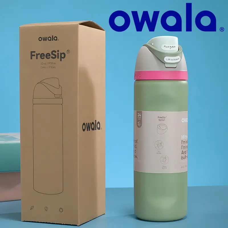 Neo Sage owala FreeSip water bottle cup 24oz 32oz 710ml 950ml flask  with straw kids stainless steel bpa free mug coffee woman men vacuum replacement original item authentic real Genuine official store Drinkware  Portable Bottled Loop Lid Insulated