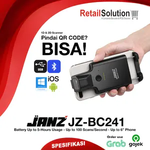 Barcode Scanner 2D Wireless USB Bluetooth Windows Android iOS - Janz JZ-BC241 JZBC241