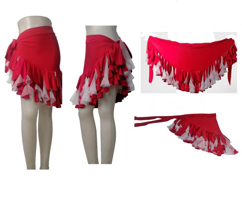 Rok Esmeralda rok Line dance latin belly dance model lilit dengan ruffle rumbai 6