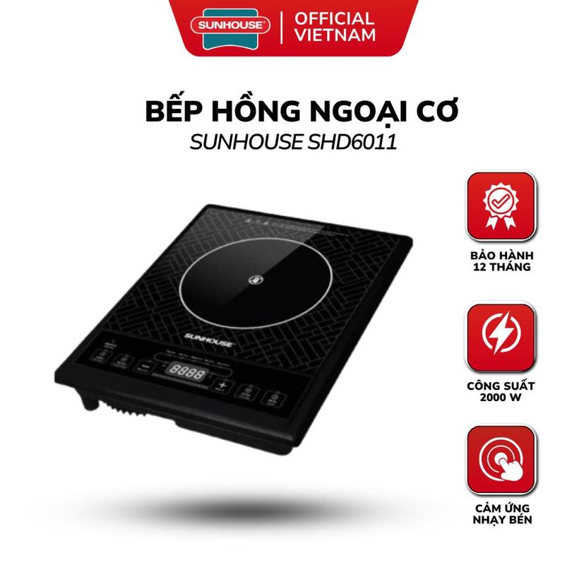 Bếp Hồng Ngoại Cơ SUNHOUSE SHD6011 - Mặt Kính Siêu Bền, Công Suất 2000W, Bảo Hành 1 Năm