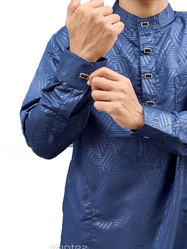 Baju Koko Embos Dewasa Model Kekinian Lengan Panjang Jubah Pria dengan Saku dalam - Kurta Katun 2