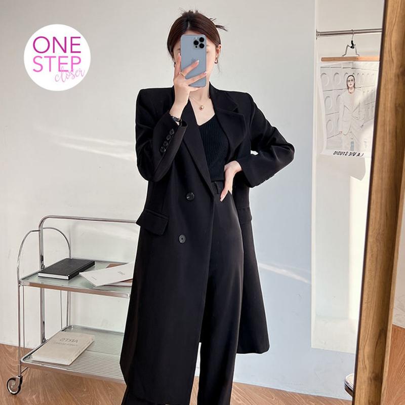 Long Coat Blazer Outer Outfit Musim Semi Korean Style (S2-014-Y22) Casual Jaket Panjang Basic Coklat 6