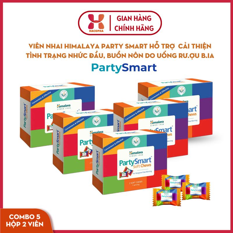    COMBO X5 QUẪY TỚI SÁNG   10 VIÊN     Viên nhai HIMALAYA Party Smart hỗ trợ giải rượu  hỗ trợ cải thiện tình trạng nhức đầu  buồn nôn do uống rượu bia 