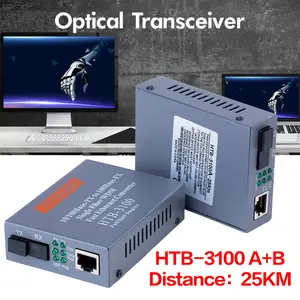 HTB3100 A+B Fiber Optic Optical Media Converter HTB-3100 Netlink 10/100Mbps RJ45 Single Mode 25KM