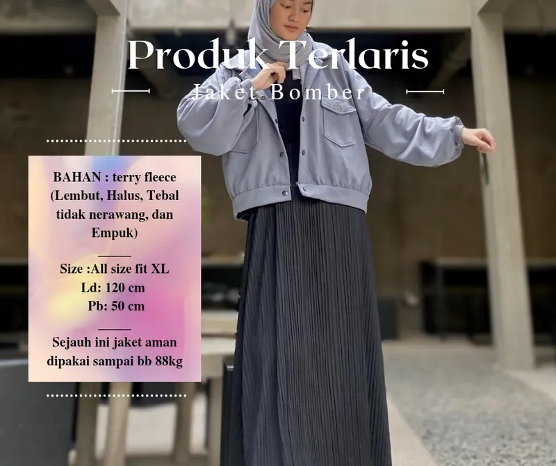 One Set Jaket Bomber Varsity Rok Basic Polos Outer Wanita Oversize | Moon Collect 5