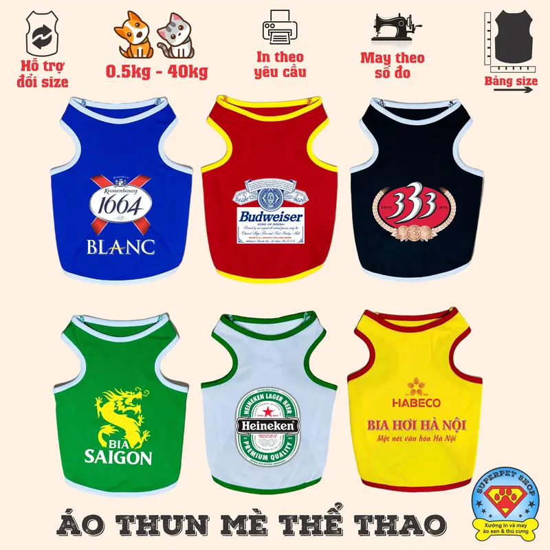 ÁO THÚ CƯNG LO GO B I A KHÔNG TAY ĐỦ MÀU 0