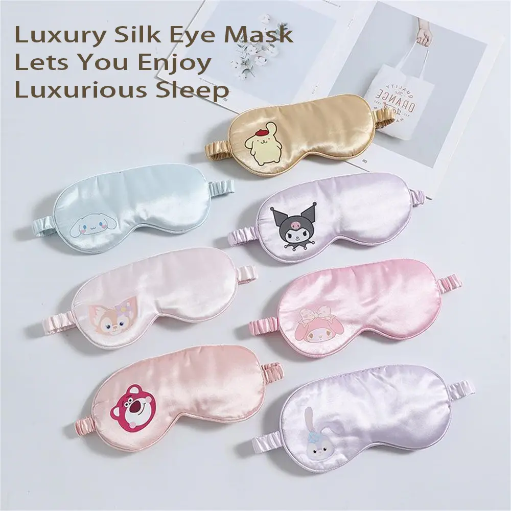 2024 New Double-sided Silk Shading Sleep Eye Mask Women's Cute Cartoon Cute Dog With Elastic Strap Headband Soft Eye Cover Eyeshade For Night