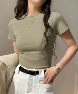 croptop wanita atasan wanita pakaian wanita Kaos Polos Melar Baju