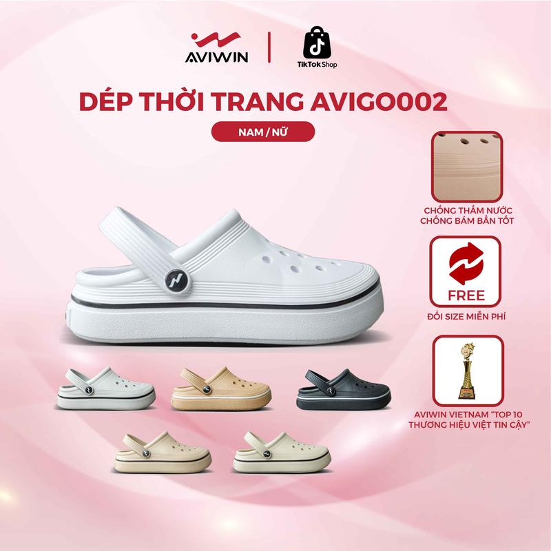 [TĂNG 1 SIZE] Dép Sục Nam, Nữ AVIWIN AVIGO-002 Kẻ Ngang, Chất EVA Siêu Nhẹ, Chống Trơn Trượt Cao 3cm - Bảo hành chính hãng