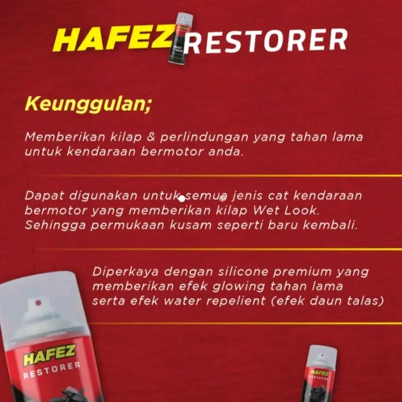Hafez Restorer pembersih pengkilap body motor dan mobil - 400ml Original Kendaraan Car Semprot Microfiber 6