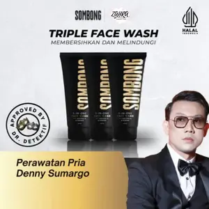 SOMBONG Triple Pack Face Wash 5-in-1 dengan Kopi & Ginseng 100ml Mencerahkan Memudarkan Flek Hitam BPOM NA18231205436