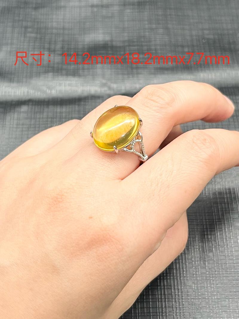 Product Introduction of S925 silver niche design, amber single-sided simple temperament, high-end feeling, living mouth female ring, the best gift for girlfriends02311200219 0
