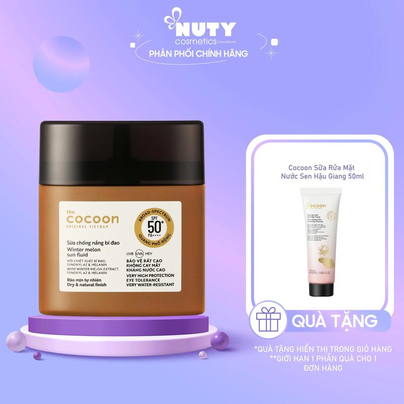 [Tặng SRM 50ml] Sữa Chống Nắng Bí Đao Cocoon Winter Melon Sunfluid SPF 50 + PA ++++ (50ml)