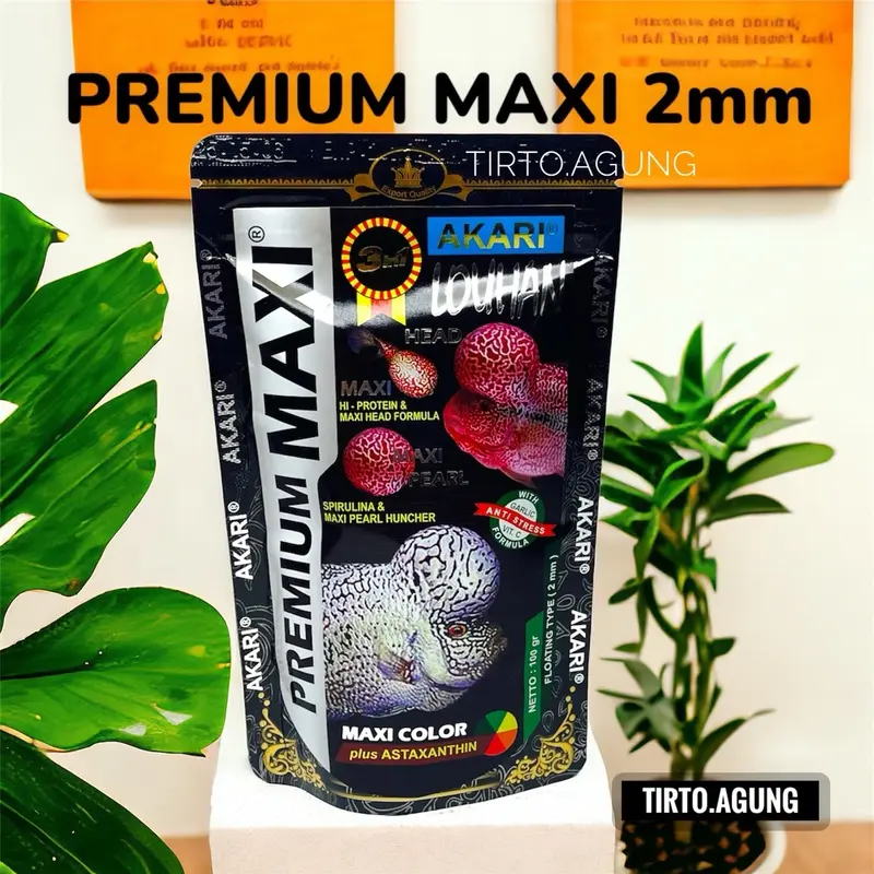 PROMO PELET AKARI PREMIUM MAXI BLUE YELLOW RED LOUHAN PRO CHICHLID  100g 100 gram pakan ikan hias predator RED PAROT warna multicolor tropical 8