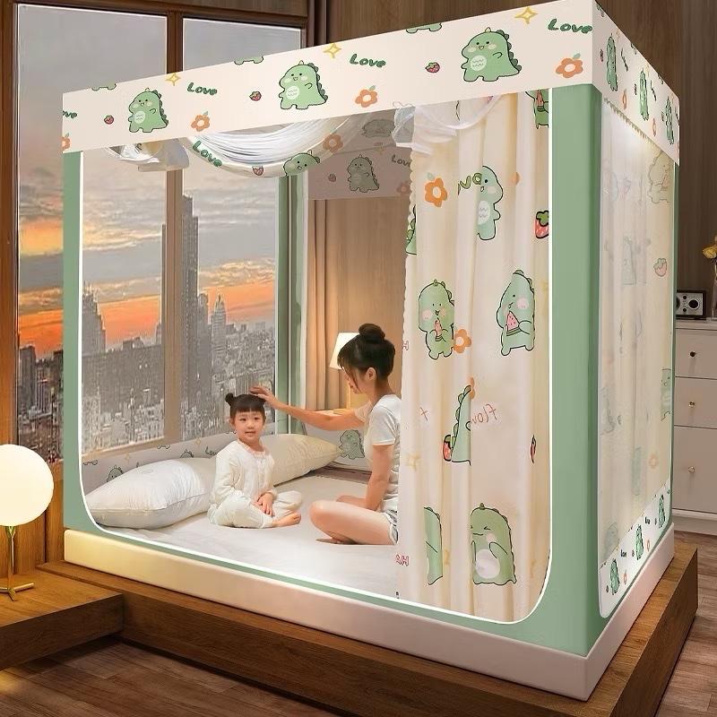  Màn khung không khoan tường chống muỗi 3 cửa 1m2 1m4 1m5 1m8 2m2 có rèm che ánh sáng Đầy đủ kích thước 
